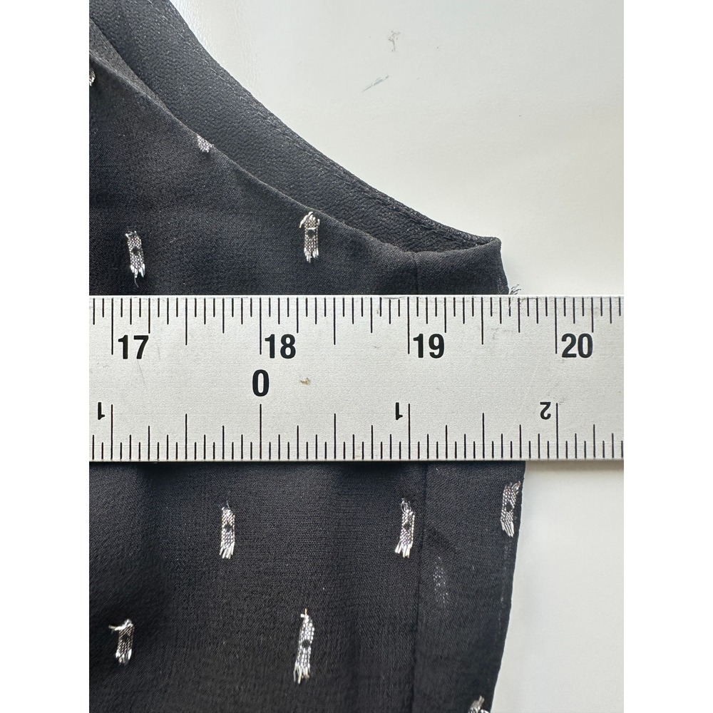 Joie Halter Top Silk Blend Black Silver Metallic Clip Dot Peplum Small Evening - Picture 12 of 13